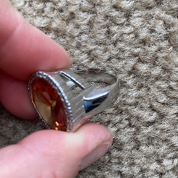 Citrine & Diamond Halo Statement Ring - Picture 9 of 9